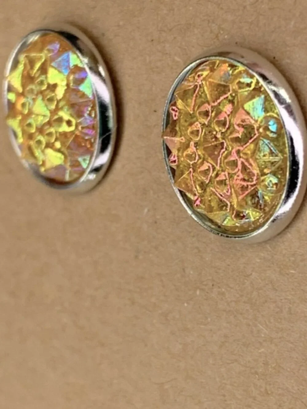 Faux Druzy Stud Stainless Steel Earrings Fashion Jewelry